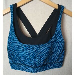 Lululemon Sports Bra Criss Cross Back Blue Patterned Athletic Top Size Small X‎